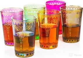 img 4 attached to Authentic Moroccan Handmade Tea and Wine Glasses Set - 170 ml/6 oz Multipurpose 🍷 Tumblers by The Wine Savant, Marrakech & Casablanca - Set of 6 in 6 Colors