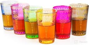 img 3 attached to Authentic Moroccan Handmade Tea and Wine Glasses Set - 170 ml/6 oz Multipurpose 🍷 Tumblers by The Wine Savant, Marrakech & Casablanca - Set of 6 in 6 Colors