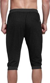 img 3 attached to TBMPOY Men'S Cotton Running Capri Shorts With Zipper Pockets - Breathable Below Knee Gym Jogger