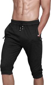 img 2 attached to TBMPOY Men'S Cotton Running Capri Shorts With Zipper Pockets - Breathable Below Knee Gym Jogger