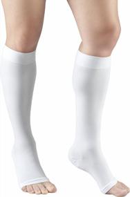 img 2 attached to Truform 20-30 MmHg Compression Stockings - Knee High Length, Open Toe, White, Medium For Men & Women