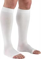 truform 20-30 mmhg compression stockings - knee high length, open toe, white, medium for men & women logo