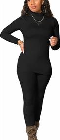 img 4 attached to Women'S Tracksuit 2 Piece Outfits: Mokoru Turtleneck Shirt & Jogger Legging Pants Set