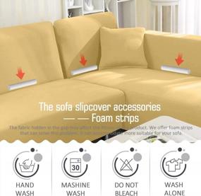 img 1 attached to Soft And Stretchy L-Shaped Sectional Couch Covers With Pillowcases - TAOCOCO Beige Polyester Fabric Slipcovers For 3 Seater + 3 Seater Sofas