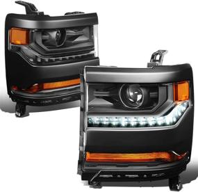 img 4 attached to DNA Motoring HL-OH-CSIL16-BK-AM: Black Amber Adjustable HID Projector High/Low Beam Headlights with LED DRL for 16-18 Silverado 1500 (Not Fit LED Models)