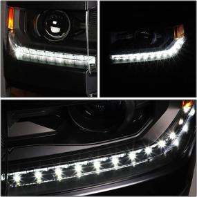 img 2 attached to DNA Motoring HL-OH-CSIL16-BK-AM: Black Amber Adjustable HID Projector High/Low Beam Headlights with LED DRL for 16-18 Silverado 1500 (Not Fit LED Models)