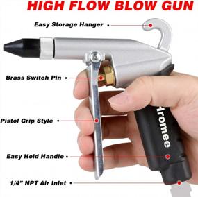 img 3 attached to 13-Piece High Flow Air Blow Gun Kit With Nozzles, Extensions, And Couplers - Essential Air Compressor Accessories With 1/4" NPT V-Type Aluminum Plugs And Tips By Hromee