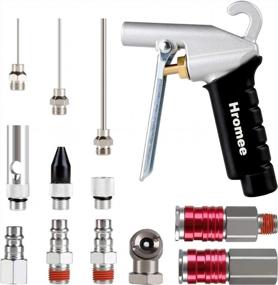 img 4 attached to 13-Piece High Flow Air Blow Gun Kit With Nozzles, Extensions, And Couplers - Essential Air Compressor Accessories With 1/4" NPT V-Type Aluminum Plugs And Tips By Hromee