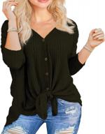 warm and stylish: xpenyo's plus size waffle knit button down cardigans with hem tie knot and bat wing design logo