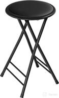 🪑 black 24-inch counter height bar stool – backless folding chair with 300lb capacity for kitchen, recreation room, or game room by trademark home - set of 1 logo