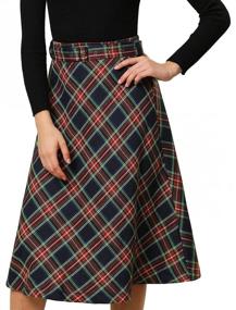 img 4 attached to Allegra Womens Tartan Belted Vintage Women's Clothing : Skirts