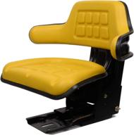 🪜 premium universal tractor suspension seat: adjustable sliding rails, waffle style - fits john deere, ford/new holland, massey ferguson, kubota (yellow) logo