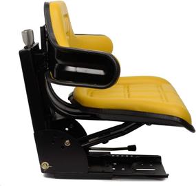 img 2 attached to 🪜 Premium Universal Tractor Suspension Seat: Adjustable Sliding Rails, Waffle Style - Fits John Deere, Ford/New Holland, Massey Ferguson, Kubota (Yellow)