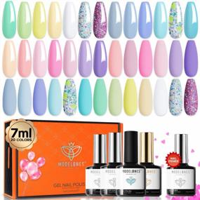 img 4 attached to Modelones 24Pcs Pastel Gel Nail Polish Kit 7ML, With Glossy&Matte Top Coat And Base Coat, Spring 20 Colors Macarons Glitters Gel Polish Set Girly Collection Nails Art Manicure Home Valentine'S Gifts For Women