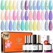 modelones 24pcs pastel gel nail polish kit 7ml, with glossy&matte top coat and base coat, spring 20 colors macarons glitters gel polish set girly collection nails art manicure home valentine's gifts for women logo