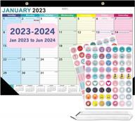 large desk and wall calendar 2023-2024 academic year with planner stickers, 18 months of monthly planning and scheduling from jan 2023 to jun 2024 - 17" x 12" family daily planner logo