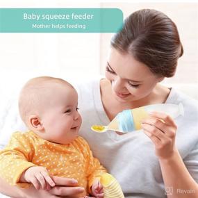 img 3 attached to 🍼 Termichy Silicone Baby Food Feeder Set with Pacifier and Spoon for Easy Infant Feeding - Blue Set