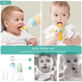 img 1 attached to 🍼 Termichy Silicone Baby Food Feeder Set with Pacifier and Spoon for Easy Infant Feeding - Blue Set