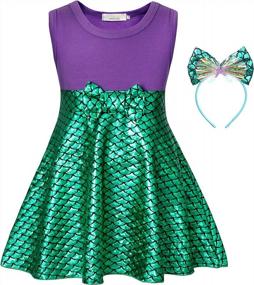 img 4 attached to Jurebecia Mermaid Princess Costume For Girls With Bow Headband - Perfect For Dress-Up And Playtime