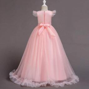 img 1 attached to Flower Girls Lace Long Dress Bridesmaid Wedding Pageant Party Maxi Dresses Kids Prom Communion Puffy Tulle Ball Gowns