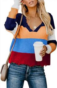 img 1 attached to Stylishly Ripped: Women'S V-Neck Cropped Sweater With Long Sleeves And Knitted Distress Design