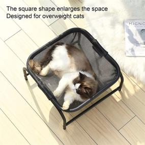 img 3 attached to JUNSPOW Cat Bed: Spacious and Sturdy Square Hammock for Large Felines - Easy Assembly, Detachable & Washable - Ideal for Indoor and Outdoor Use (Dark Gray)