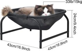 img 1 attached to JUNSPOW Cat Bed: Spacious and Sturdy Square Hammock for Large Felines - Easy Assembly, Detachable & Washable - Ideal for Indoor and Outdoor Use (Dark Gray)