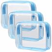 travel with ease: 3 pack tsa approved clear toiletry bags from packism in blue for men and women. logo