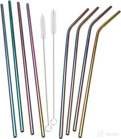 img 4 attached to 🌈 Mind Reader Stainless Steel Set: Reusable, Durable Drinking Straws - 8 Pack with Cleaning Brushes, Rainbow Design - One Size