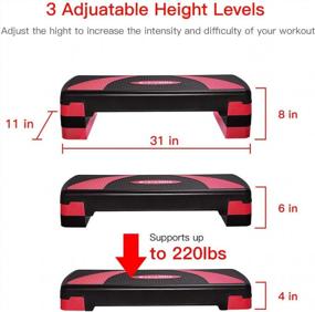 img 3 attached to Versatile EveryMile Aerobic Stepper With Adjustable Height - Non-Slip Workout Step Platform For Exercise, Fitness And Sports, Includes 4", 6" And 8" Risers For Full Body Training
