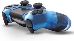 img 2 attached to Контроллер CHINFAI PS4 DualShock4 Skin Grip Противоскользящий силиконовый чехол Защитный чехол для контроллера Sony PS4 / PS4 Slim / PS4 Pro с 8 ручками для больших пальцев (камуфляж-синий)