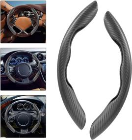 img 4 attached to Linkstyle 2 Pack Carbon Fiber Anti-Skid Steering Wheel Cover: Non-Slip, Durable, and Easy to Install for All Steering Wheel Sizes