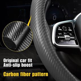 img 2 attached to Linkstyle 2 Pack Carbon Fiber Anti-Skid Steering Wheel Cover: Non-Slip, Durable, and Easy to Install for All Steering Wheel Sizes