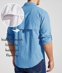 img 3 attached to Мужские рубашки с длинным рукавом для туризма, рыбалки и солнцезащитных очков UPF 50+ с технологией охлаждения SPF и быстросохнущей тканью для защиты от ультрафиолета