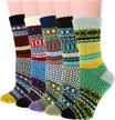 yzkke women's vintage winter wool crew socks - 5-pack of soft, thick, and warm knit socks in multicolor - one size fits all logo