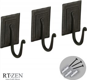 img 2 attached to RTZEN Handmade Wrought Iron Double-Plated Coat Rack Hooks - Sleek & Stylish Wall Mounted Hangers For Coats, Hats, Clothes, And Towels