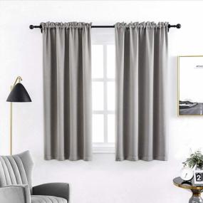 img 4 attached to Anjee Blackout Kitchen Curtains For Kids Bedroom 45 Inches Length Grey Solid Plain Window Blackout Curtains Thermal Insulated Drapes 2 Panels Gray Rod Pocket Drapery, Space Grey 38X45 Inches