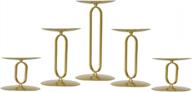 set of 5 smtyle gold iron candle holders with 3.5" diameter - ideal for round pillar led candles and candelabras логотип