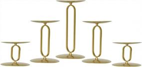 img 4 attached to Set Of 5 Smtyle Gold Iron Candle Holders With 3.5" Diameter - Ideal For Round Pillar LED Candles And Candelabras