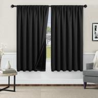 wontex blackout curtains with thermal insulation - noise reducing and sun blocking window panels for bedroom and living room, set of 2, 52 x 63 inch, black logo