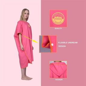 img 3 attached to Hooded Poncho Beach Changing Towel For Adults - Microfiber Wetsuit Surf Robe, One Size Fits All