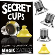 secret cups magic trick set - 3 cups and pawn with yellow design by magic makers logo