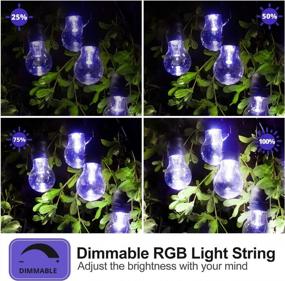 img 1 attached to 2-Pack 48FT RGB Outdoor String Lights, Dimmable Multicolor LED Patio Lights With 30+5 Shatterproof Plastic Bulbs, Remote Control IP65 Waterproof Commercial Light String For Backyard, Garden, Party