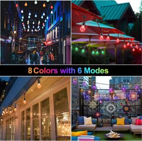 img 3 attached to 2-Pack 48FT RGB Outdoor String Lights, Dimmable Multicolor LED Patio Lights With 30+5 Shatterproof Plastic Bulbs, Remote Control IP65 Waterproof Commercial Light String For Backyard, Garden, Party