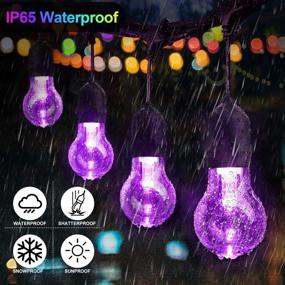 img 2 attached to 2-Pack 48FT RGB Outdoor String Lights, Dimmable Multicolor LED Patio Lights With 30+5 Shatterproof Plastic Bulbs, Remote Control IP65 Waterproof Commercial Light String For Backyard, Garden, Party
