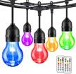 2-pack 48ft rgb outdoor string lights, dimmable multicolor led patio lights with 30+5 shatterproof plastic bulbs, remote control ip65 waterproof commercial light string for backyard, garden, party logo