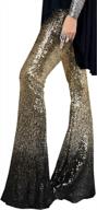 azokoe women's high-waisted sequin palazzo lounge pants with wide bell bottom trousers logo