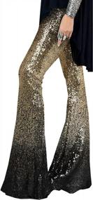 img 4 attached to AZOKOE Women'S High-Waisted Sequin Palazzo Lounge Pants With Wide Bell Bottom Trousers