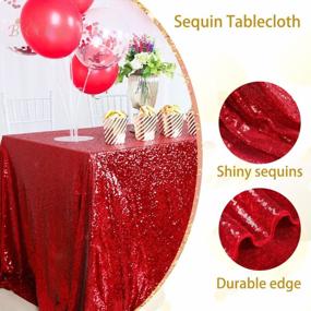 img 2 attached to Red Sequin Tablecloth - 60X102In Rectangle Fabric Linen For Christmas Wedding Decoration