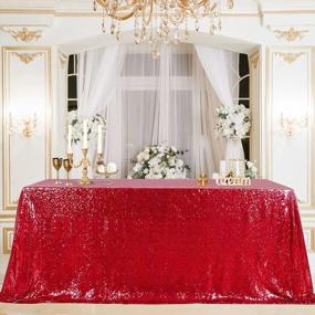 img 1 attached to Red Sequin Tablecloth - 60X102In Rectangle Fabric Linen For Christmas Wedding Decoration
